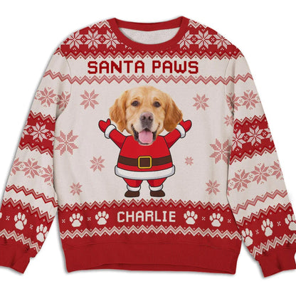 Santa Paws Dog Face - Personalized Custom Photo All-Over-Print Sweatshirt