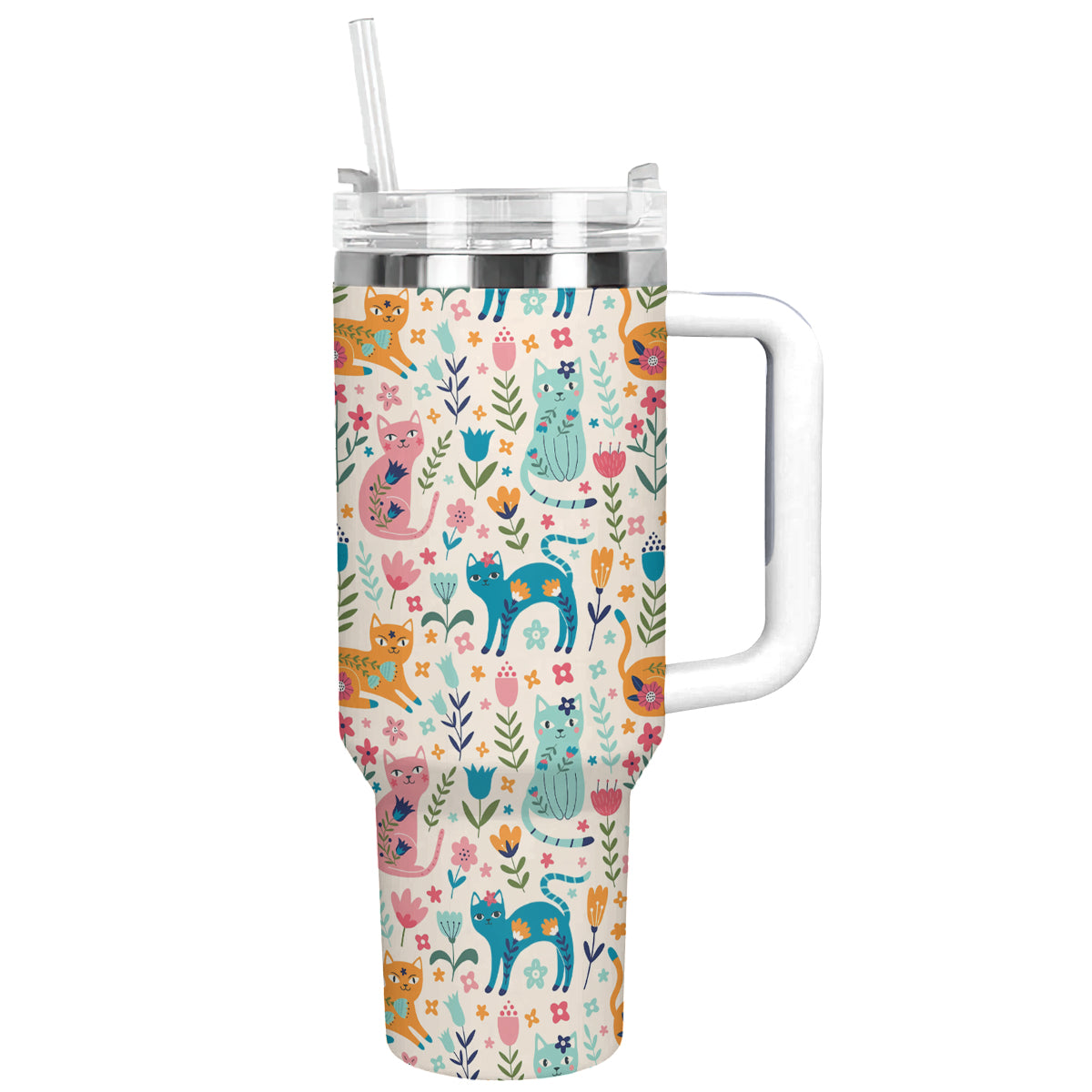 Shineful Tumbler Whimsical Cats Tumbler - Floral Fun