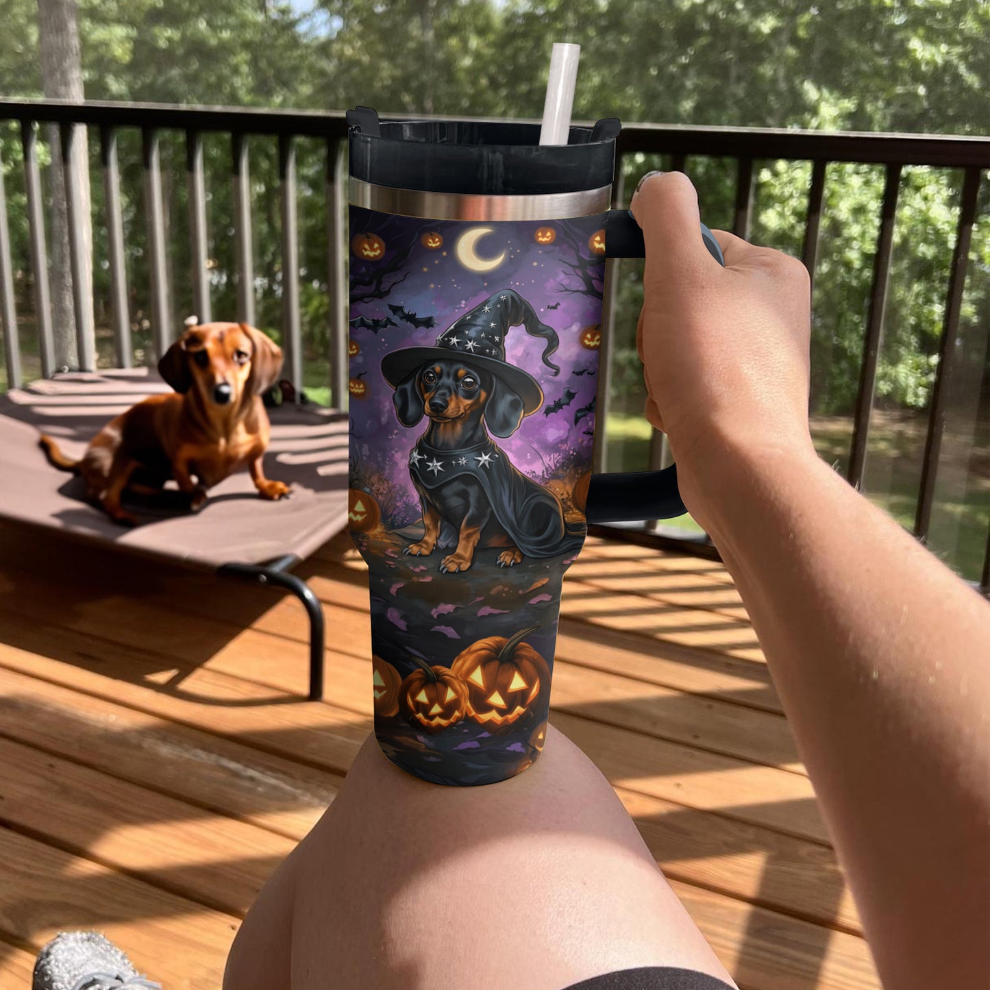 Shineful Tumbler Halloween Witchy Dachshund