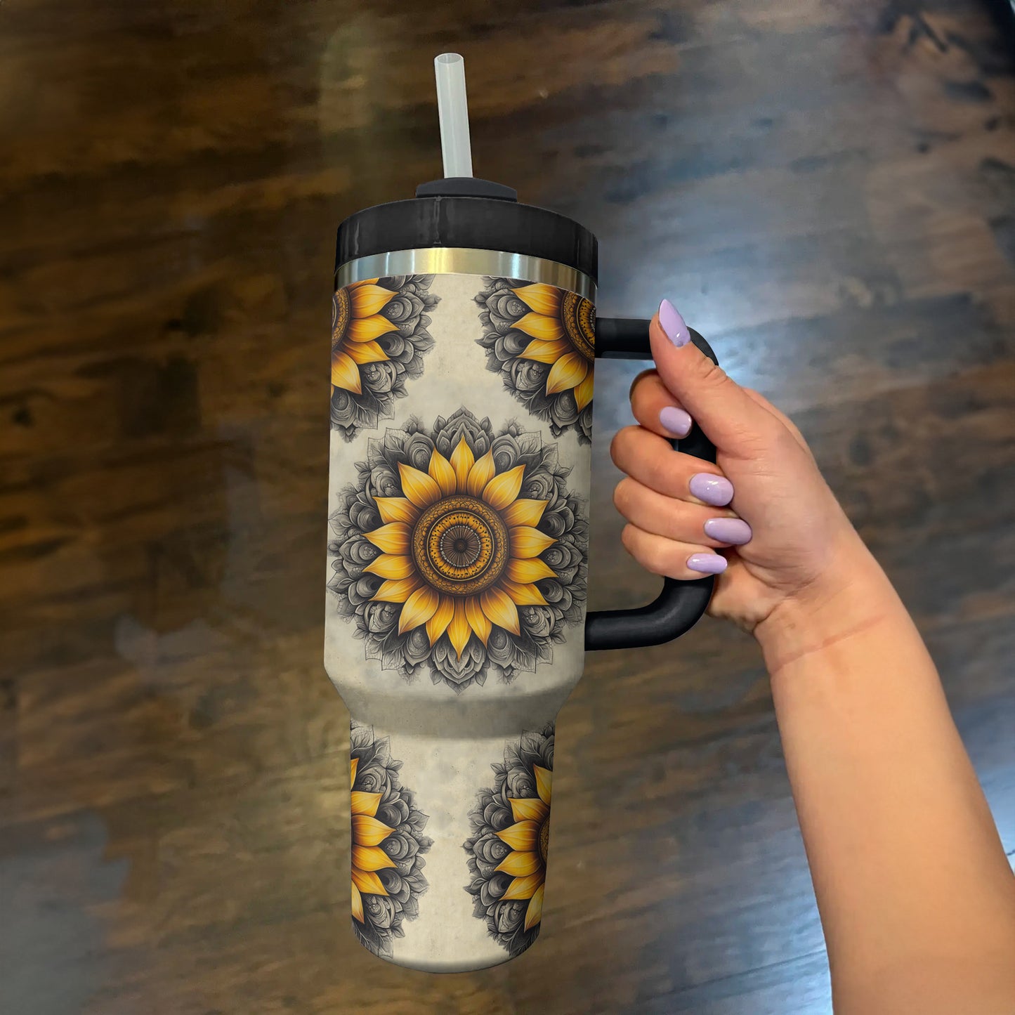 Shineful Tumbler Sunflower Mandala