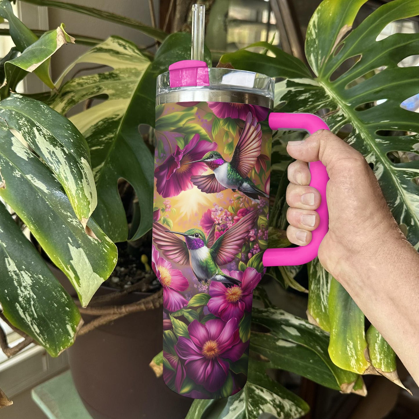 Colibri en vol fleuri de Shineful Tumbler