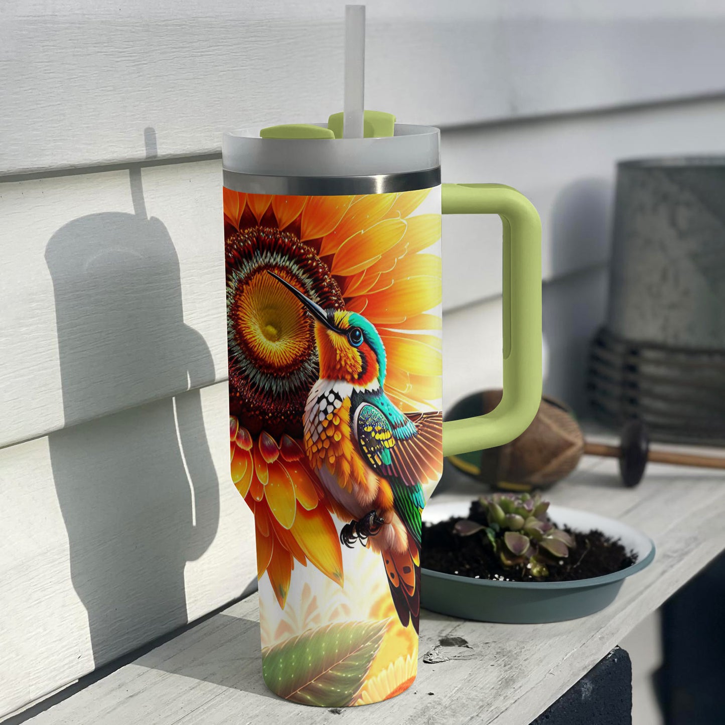 Shineful Tumbler Hummingbird And Sunflower