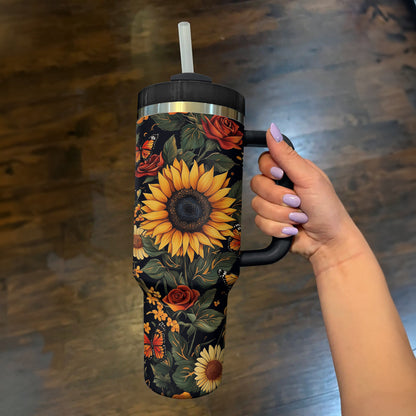 Shineful Tumbler Sunflower & Butterfly Floral