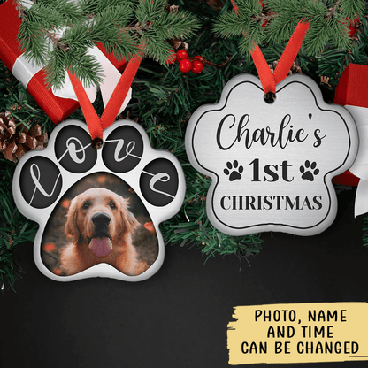 Shinefulgift® Love Paw Print - Personalized Custom Aluminum Ornament