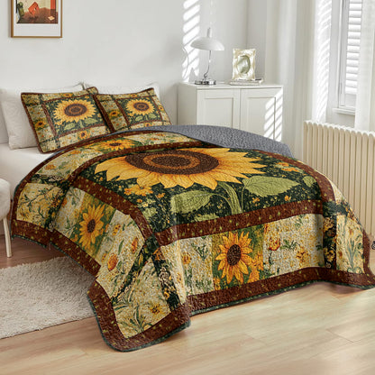 Shineful All Season Quilt 3-Piece Set Sunflower Blis