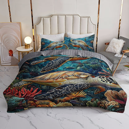 Shineful All Season Quilt 3-Piece Set Ocean Turtle