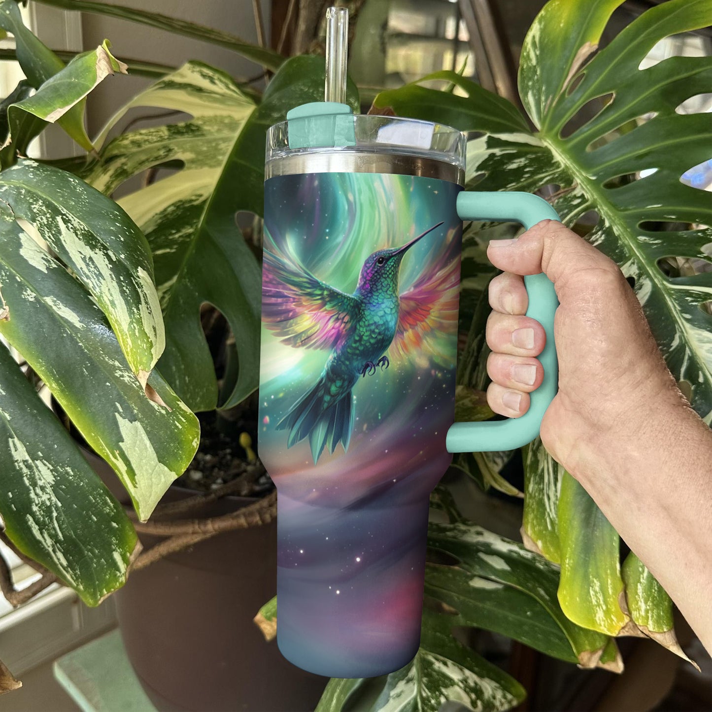 Shineful Tumbler Aurora Hummingbird Galaxy