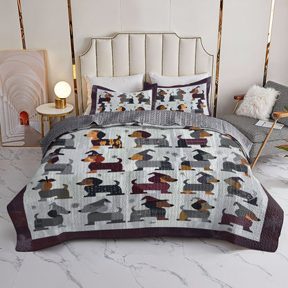 Shineful All Season Quilt 3-Piece Set Dachshund Halloween