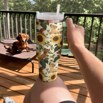 Shineful Tumbler Sunflower Dachshund Pattern