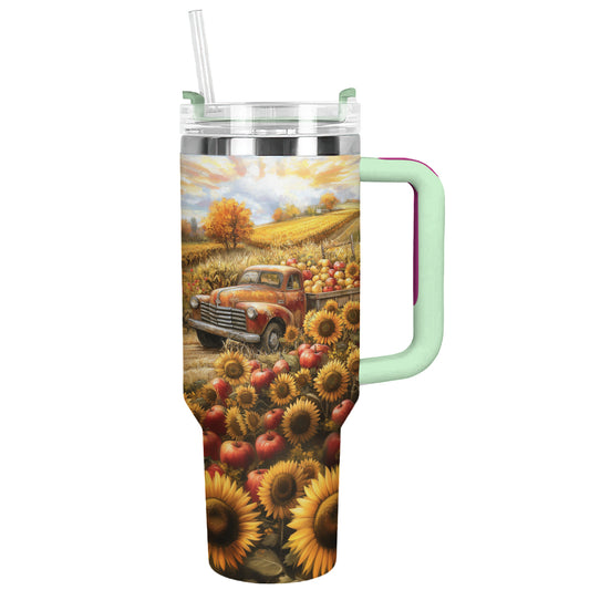 Shiny Tumbler – Trinkbecher mit Vintage-Farm-Truck-Motiv