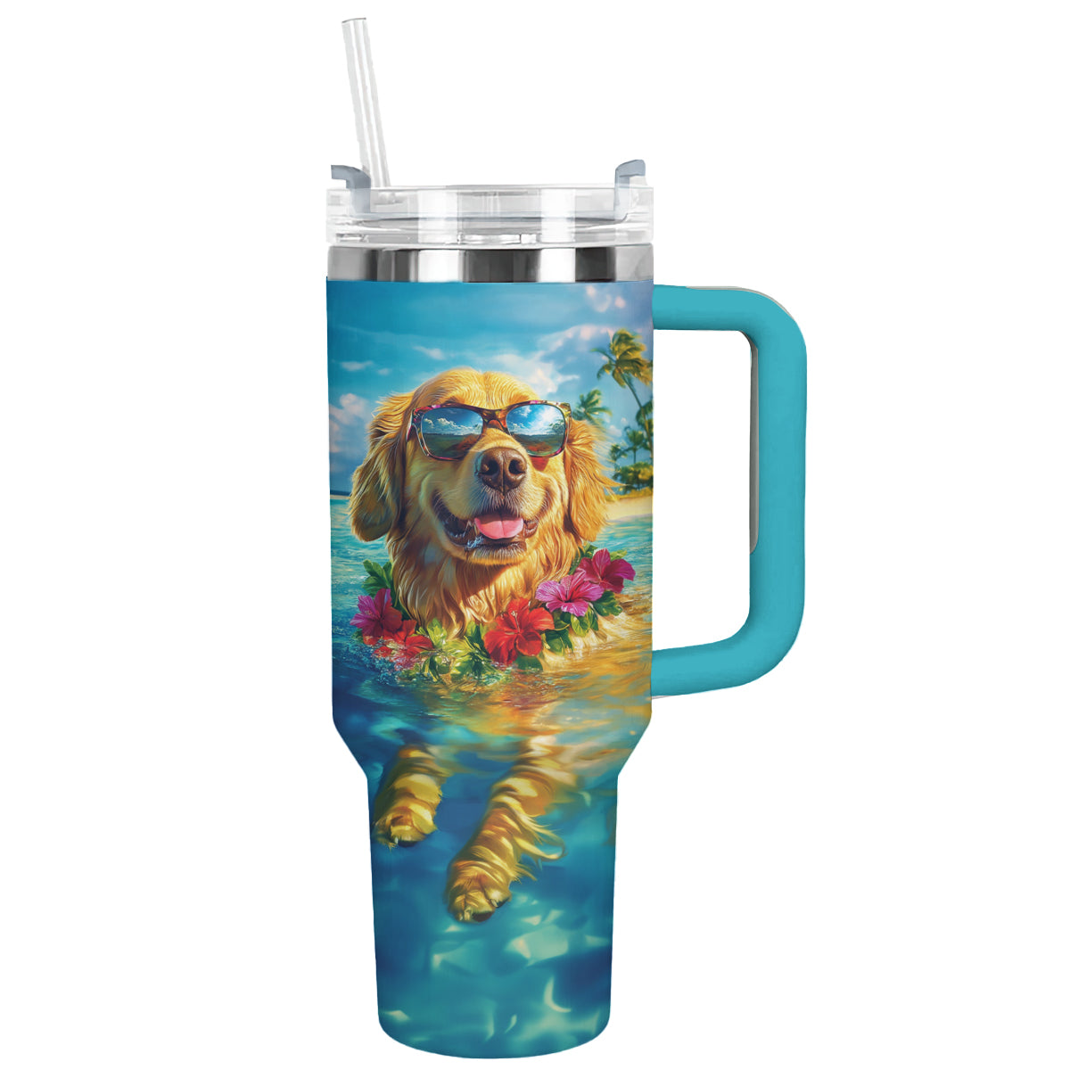 Shineful Tumbler Tropical Vibes Golden Retriever