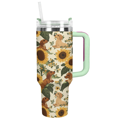 Shineful Tumbler Sunflower Dachshund Pattern