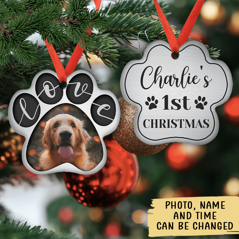 Shinefulgift® Love Paw Print - Personalized Custom Aluminum Ornament