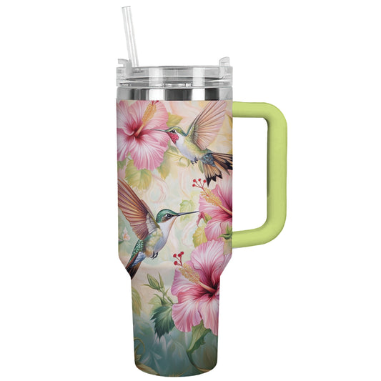 Glänzender Becher mit Blumenmotiv „Kolibri“