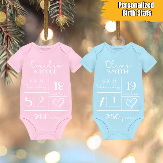 Baby 1St Christmas Shineful® Decoration Ornament Personalized Stats Qd5