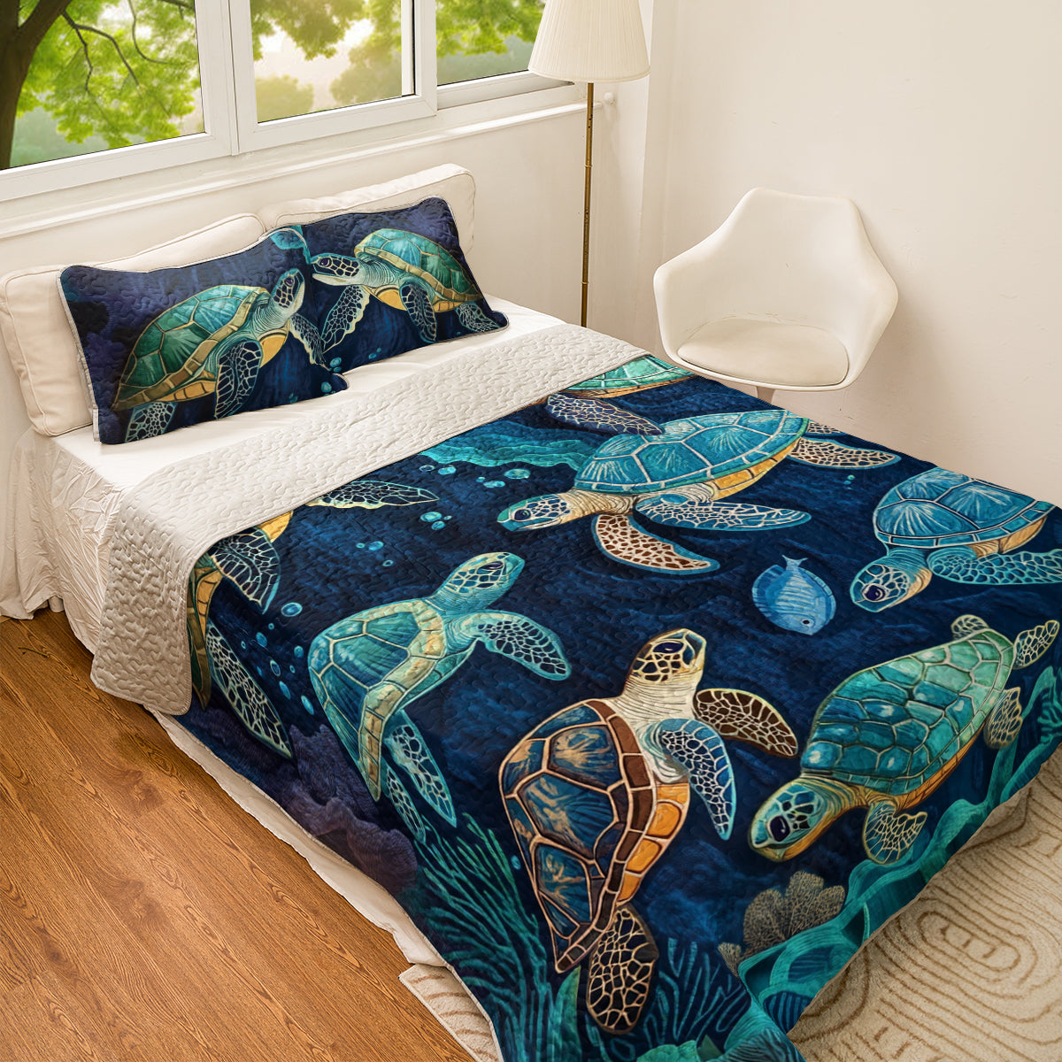 Shineful All Season Quilt 3-Piece Set Sea Turtle Ocean