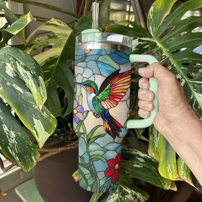 Shineful Tumbler Hummingbird-Stained Glass Insulated