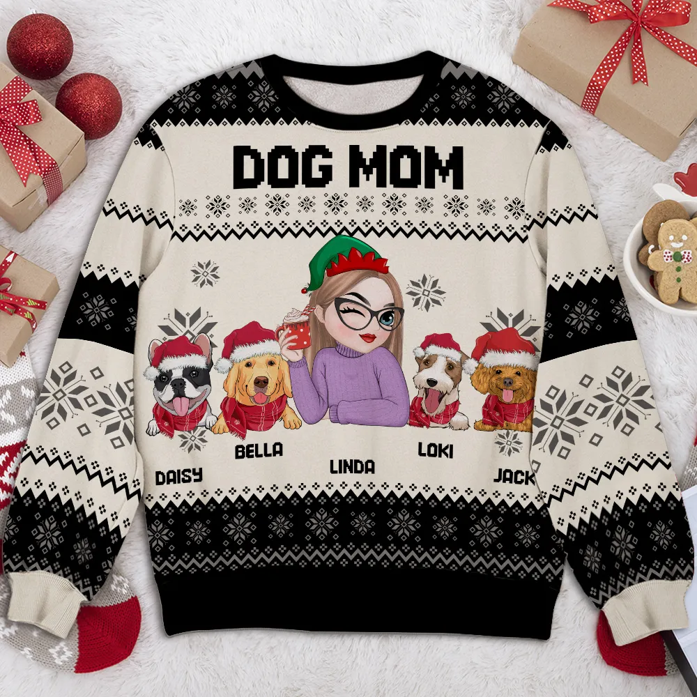 Dog Mom Christmas - Personalized Custom All-Over-Print Sweatshirt