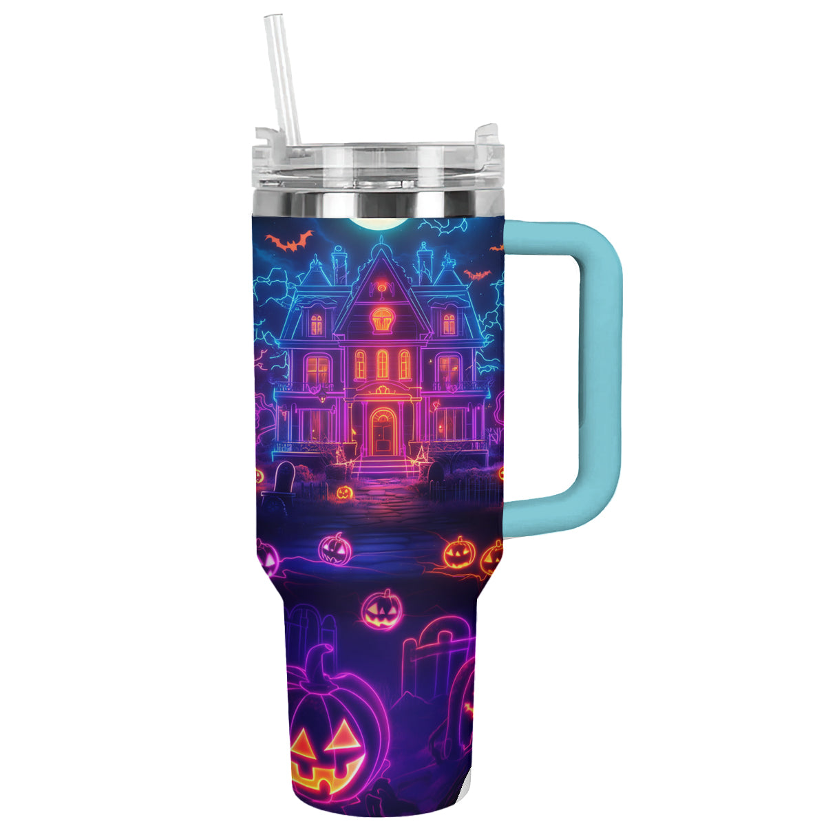 Shineful Tumbler Neon Haunted House On Halloween