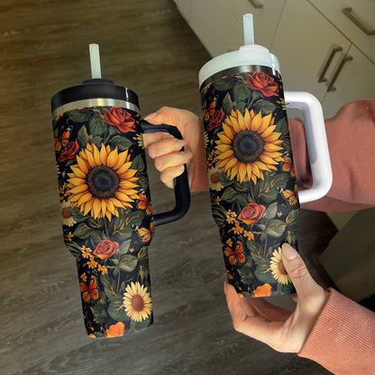 Shineful Tumbler Sunflower & Butterfly Floral