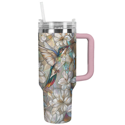 Shineful Glossy Tumbler Glass Hummingbird Symphony