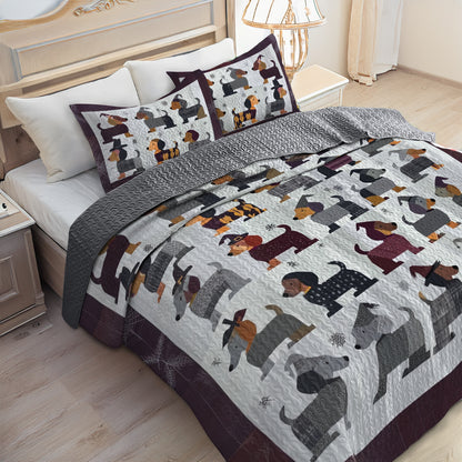 Shineful All Season Quilt 3-Piece Set Dachshund Halloween