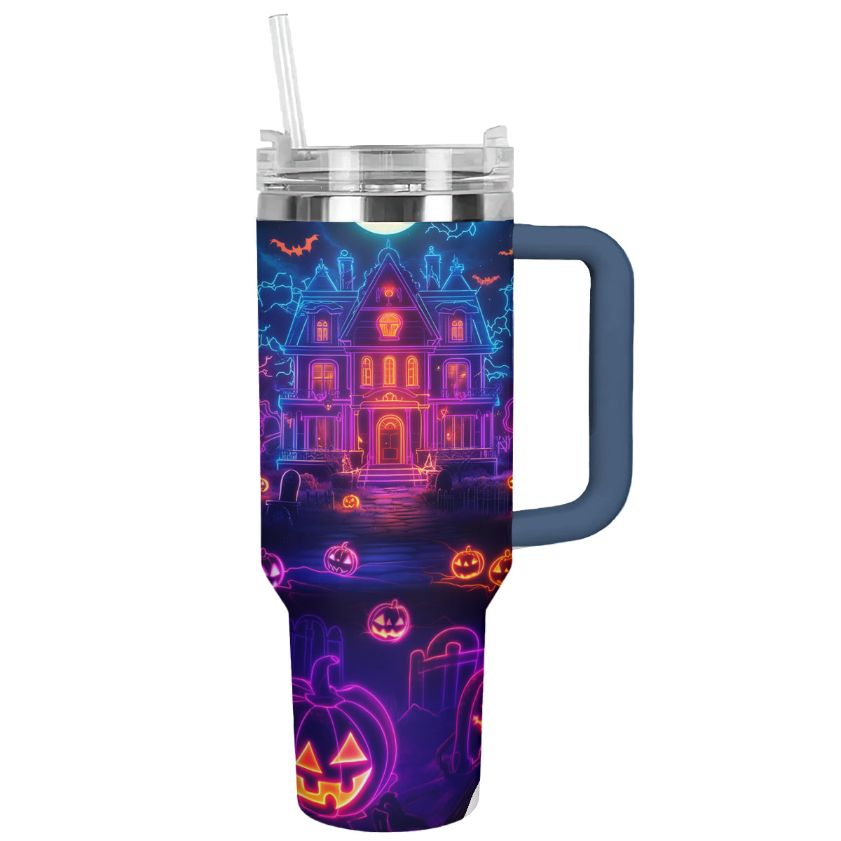 Shineful Tumbler Neon Haunted House On Halloween