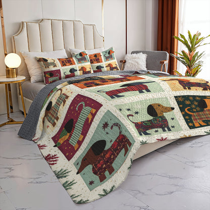 Shineful All Season Quilt 3-Piece Set Patchwork Dachshund