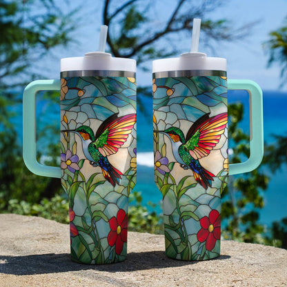 Shineful Tumbler Hummingbird-Stained Glass Insulated