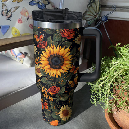 Shineful Tumbler Sunflower & Butterfly Floral