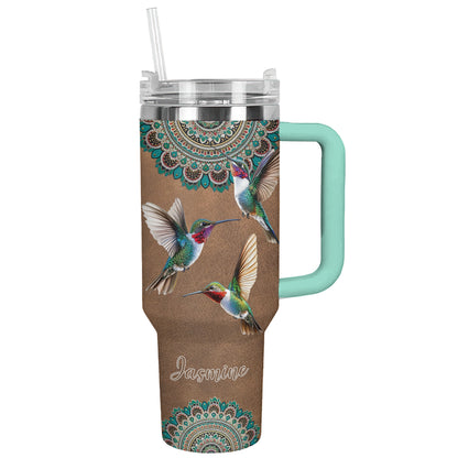 Shineful Tumbler Personalized Hummingbird Mandala