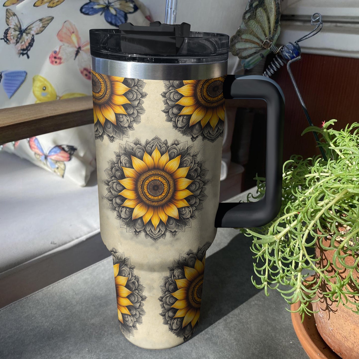 Shineful Tumbler Sunflower Mandala