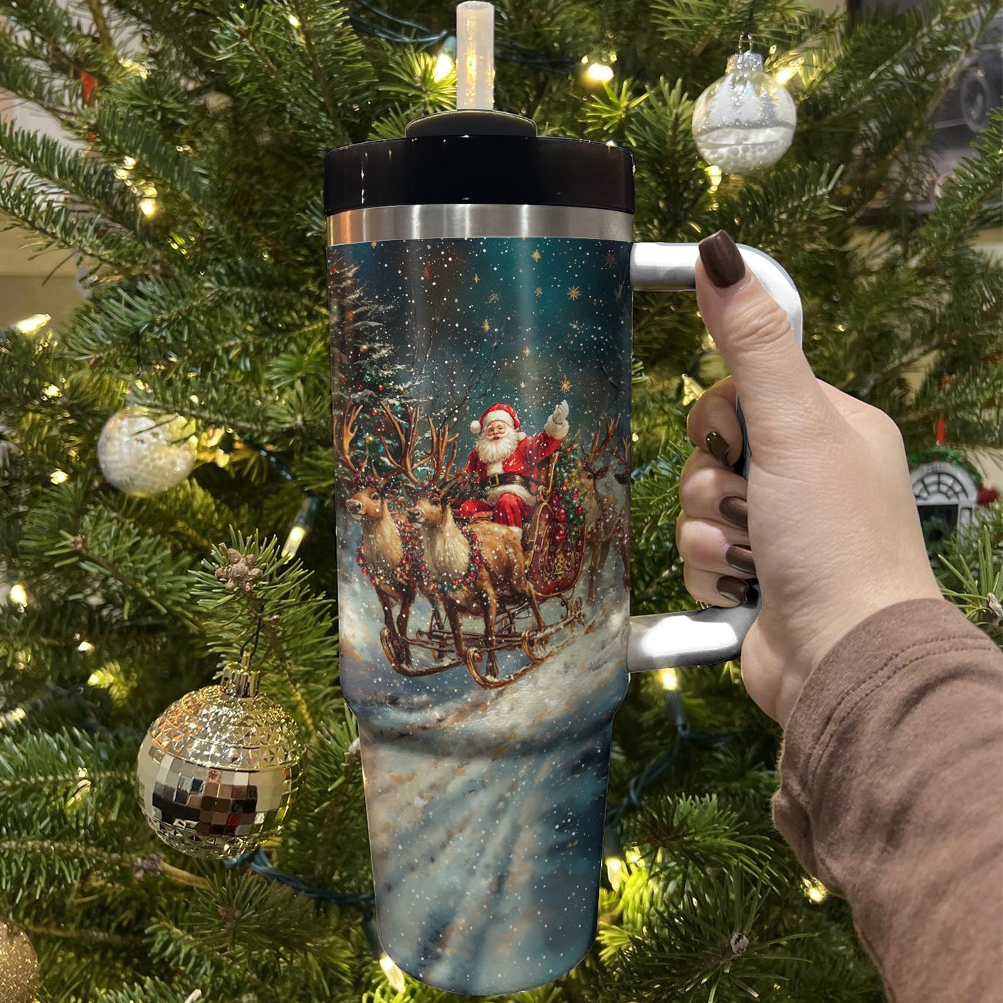 Shineful Tumbler Mery Christmas Santa's Sleigh Ride