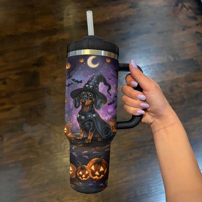 Shineful Tumbler Halloween Witchy Dachshund