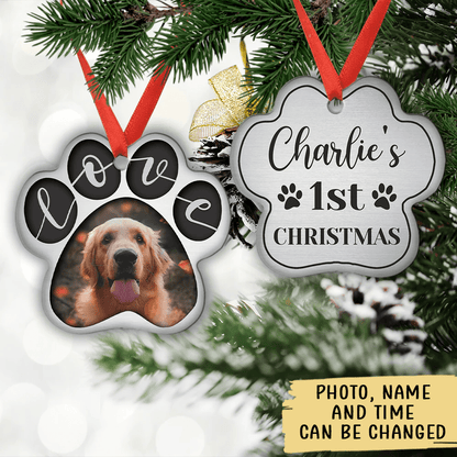 Shinefulgift® Love Paw Print - Personalized Custom Aluminum Ornament