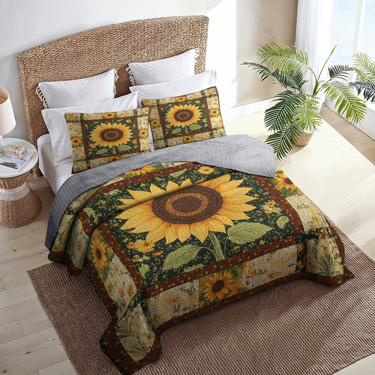 Shineful All Season Quilt 3-Piece Set Sunflower Blis