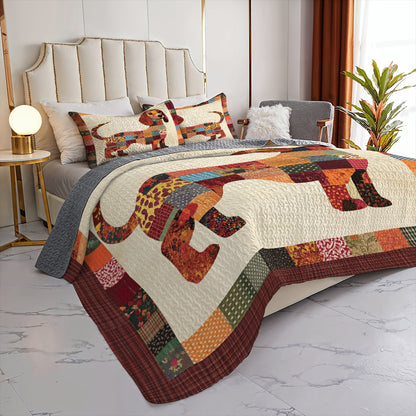 Shineful All Season Quilt 3-Piece Set Dachshund Patchwork