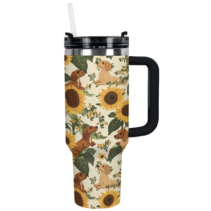 Shineful Tumbler Sunflower Dachshund Pattern