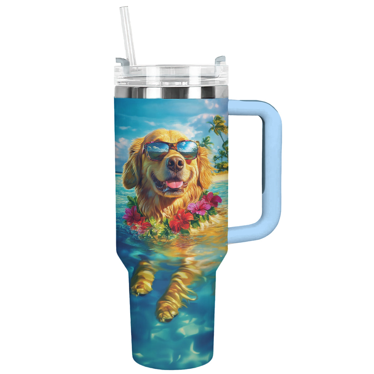 Shineful Tumbler Tropical Vibes Golden Retriever