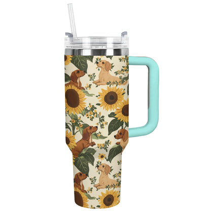 Shineful Tumbler Sunflower Dachshund Pattern