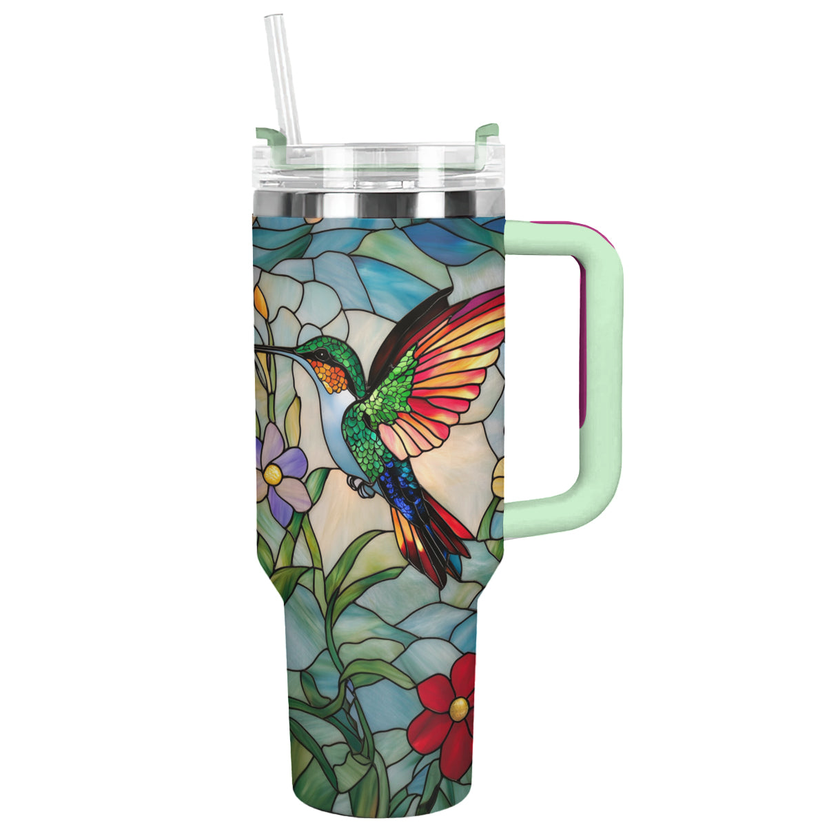 Shineful Tumbler Hummingbird-Stained Glass Insulated