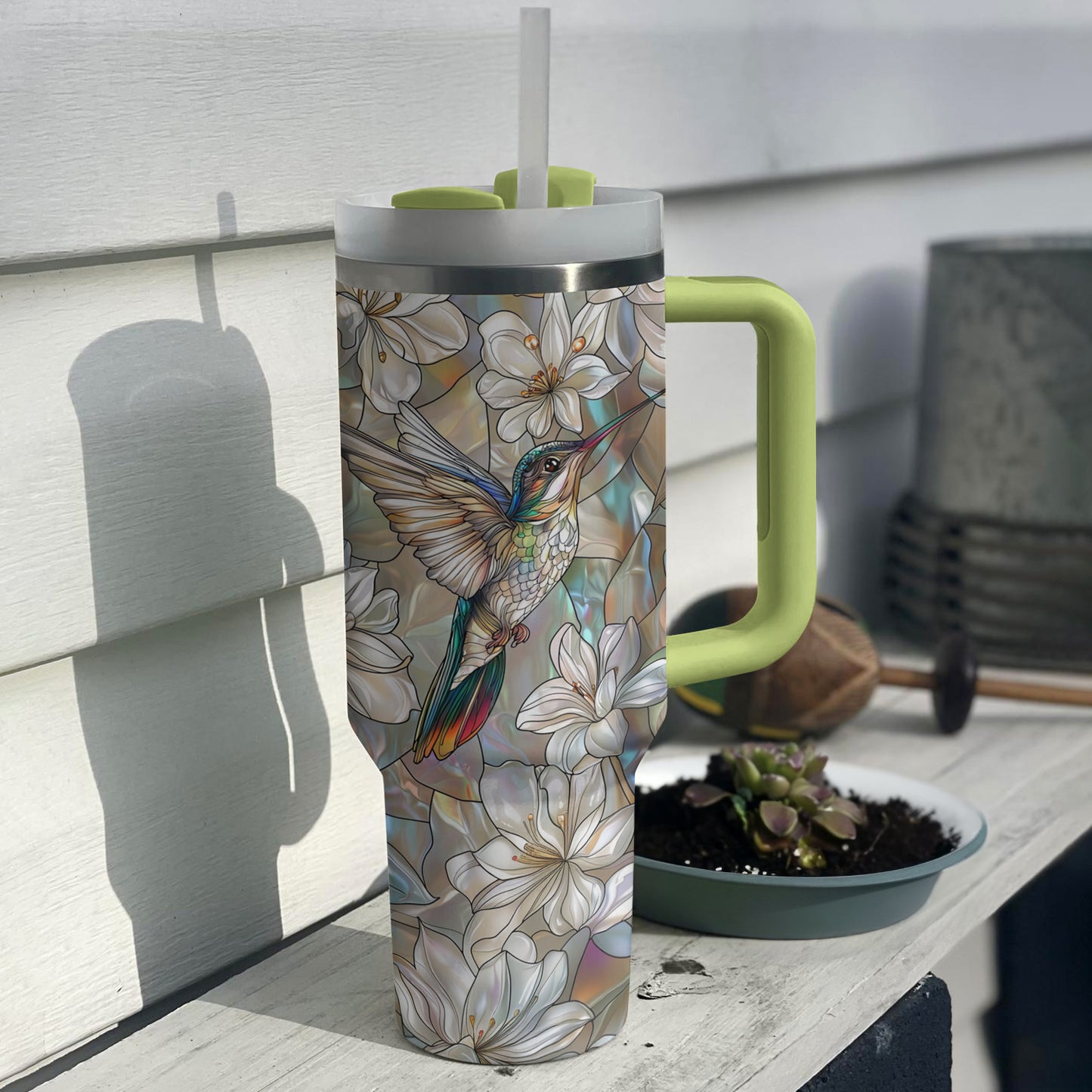 Shineful Glossy Tumbler Glass Hummingbird Symphony