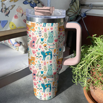 Shineful Tumbler Whimsical Cats Tumbler - Floral Fun