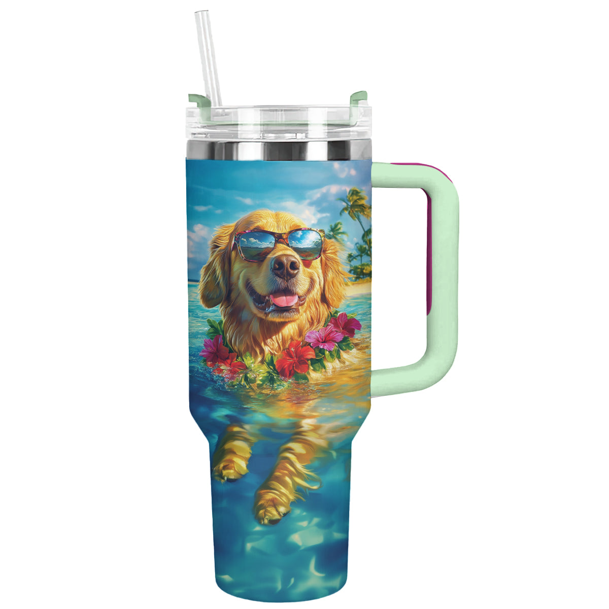 Gobelet brillant Tropical Vibes Golden Retriever