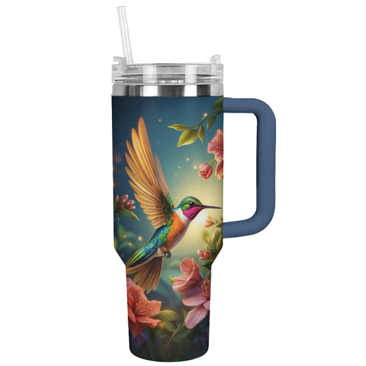 Glänzender Becher mit Blumenmotiv „Kolibri“