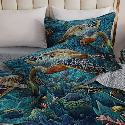 Shineful All Season Quilt 3-Piece Set Ocean Turtle