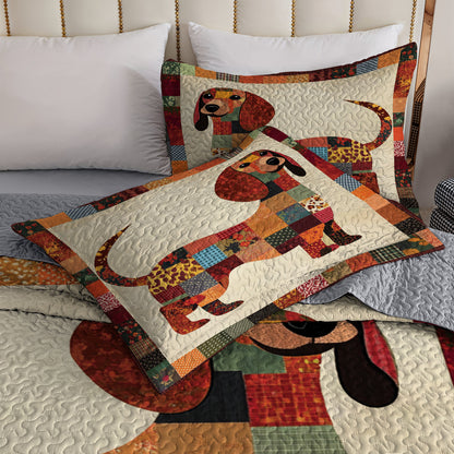 Shineful All Season Quilt 3-Piece Set Dachshund Patchwork