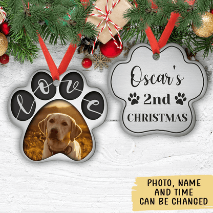 Shinefulgift® Love Paw Print - Personalized Custom Aluminum Ornament