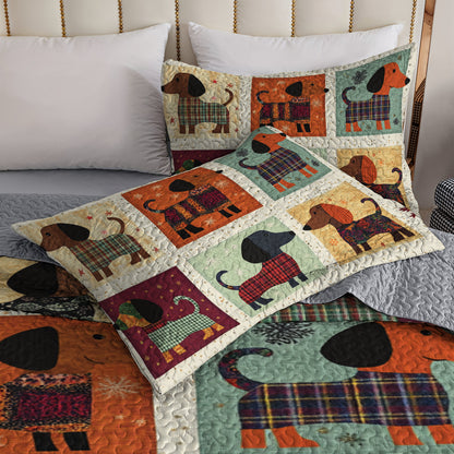 Shineful All Season Quilt 3-Piece Set Patchwork Dachshund