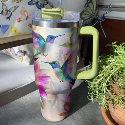 Shineful Tumbler Hummingbirds With Floral Symphony